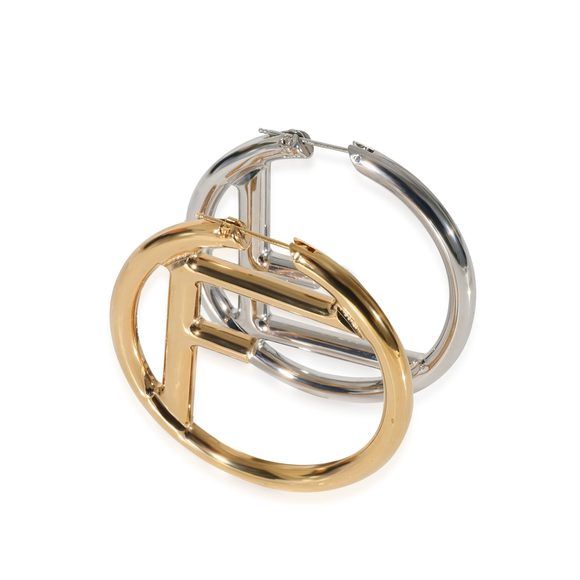 Fendi F Is For Fendi Hoop Earring in Gold & Palladium Plating - Picture 2 of 4